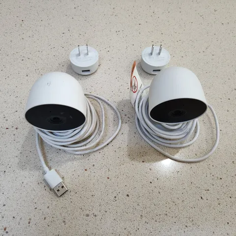 Two Google Nest Security Cams Indoor 1080p Wired 2nd Gen. GJQ9T (White Snow)