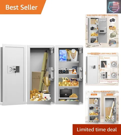 White 29.53" Tall Fireproof Wall Safes Between the Studs 16" Centers, Heavy D...