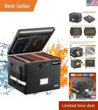 5200°F Fireproof Document Box with Lock, Heat Insulated Collapsible File Stor...