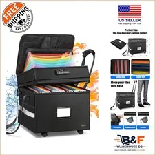 Fireproof & Waterproof Wheeled File Box - 50L Capacity for Home/Office