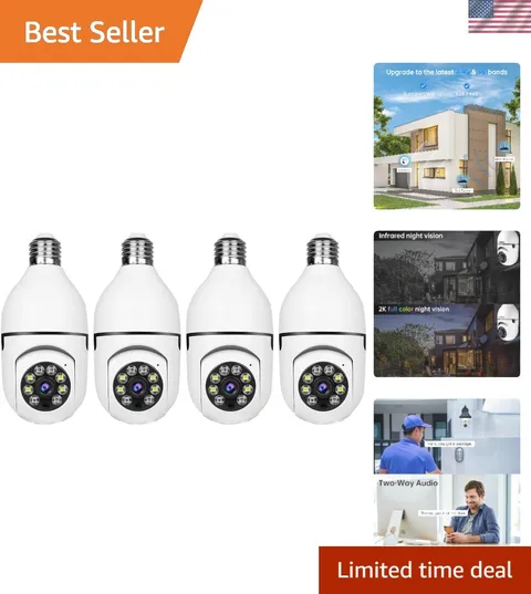 Wireless Outdoor Light Bulb Camera, 4-Pack with Night Vision & Motion Detection