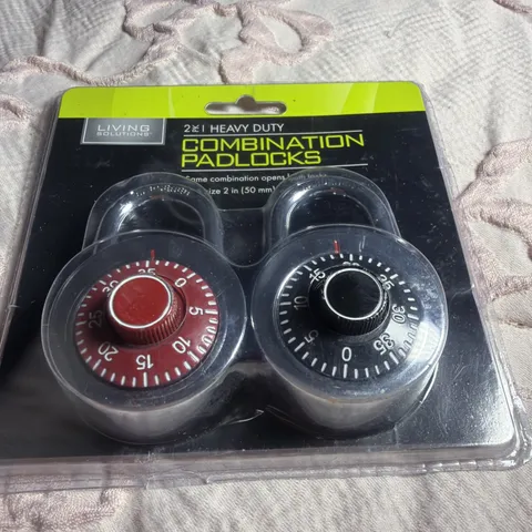 2 PACK HEAVY DUTY COMBINATION PADLOCKS. (NEW).