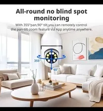 Smart Light Bulb Camera 2K WiFi Wireless 360° Surveillance Night Vision Motion A