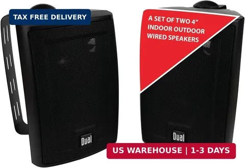 Dual Electronics LU43PB 4" 3-Way Indoor Outdoor Wired Speakers Weatherproof | We