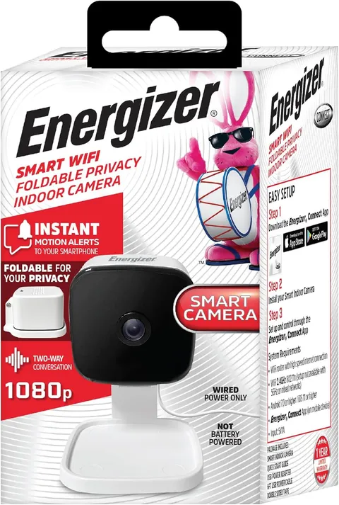 Energizer Smart Wi-Fi Indoor Security Camera, 1080P Full HD with Motion Alerts,