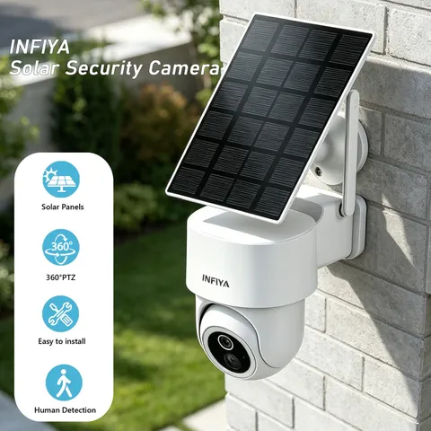 INFIYA Solar Outdoor Security Camera 2K Wireless WiFi Motion Sensor Night Vision
