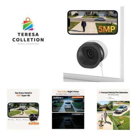 Indoor Magnetic Window Camera 3K HD with Real-Time Alerts & Motion Detection