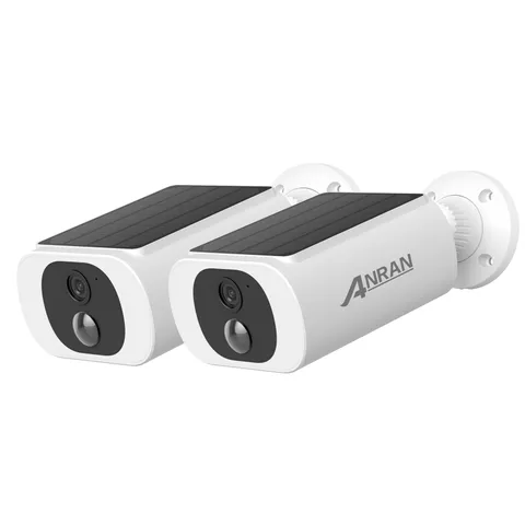 2 Pack 3MP Solar Battery Security Camera Outdoor Wireless 2 Way Audio PIR Motion
