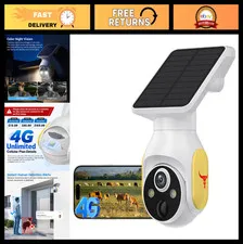 4G LTE Wireless Outdoor Security Camera, Solar Powered, 360° View, Color Night V