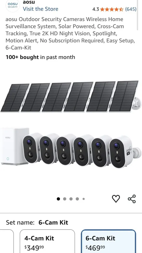 aosu Outdoor Security Cameras Wireless Home Surveillance System, Solar Powered