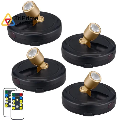 HAMVIDNE LED Spotlight, Battery Powered Picture Lights, 4 Pack, Black+G