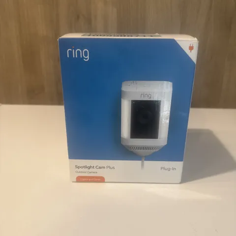 Ring Spotlight Cam Plus Plug-In White  Outdoor Security Camera Brand New