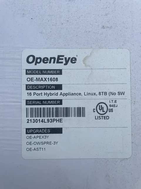 OpenEye OE-MAX1608 16 Port Hybrid Appliance, Linux, 8TB