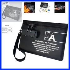 Small Fireproof Bag with Lock, Waterproof Money Bag with Zipper Pouch Envelop...