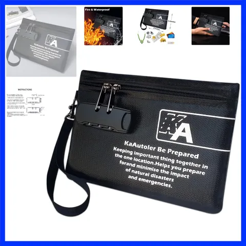 Small Fireproof Bag with Lock, Waterproof Money Bag with Zipper Pouch Envelop...
