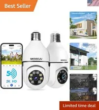 Smart 2-Pack Bulb Security Cameras: HD Video, Alexa-Compatible Motion Detection