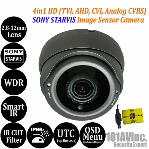 1080P Security Camera 2.8-12mm Varifocal Dome HD TVI CVI AHD CVBS Black Color