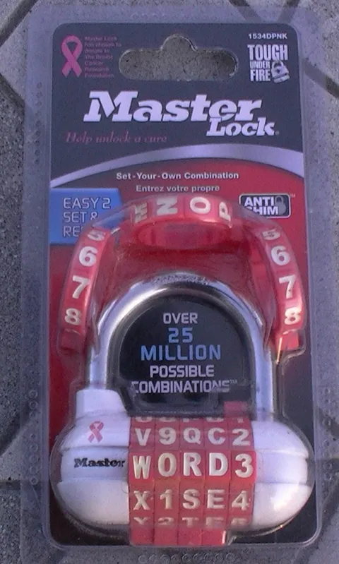 Master Lock Set-Your-Own Comination Pad Lock Pink