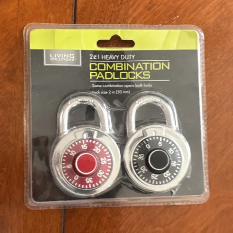 Living Solutions Heavy Duty Combination Padlocks 2-Pack 2 in Red/Black/Silver