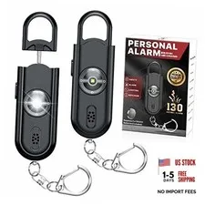 Personal Safety Alarm Keychain for Women 2PCS -130 dB Loud Siren Carbon Black