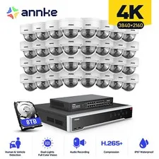 ANNKE 32CH 12MP NVR 4K Color Night POE Security Camera System Audio Recording AI