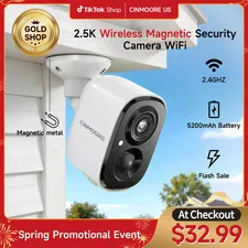 【2026 Big SALES】CINMOORE Outdoor/Indoor Magnetic Wireless Camera 2.5K Free Insta