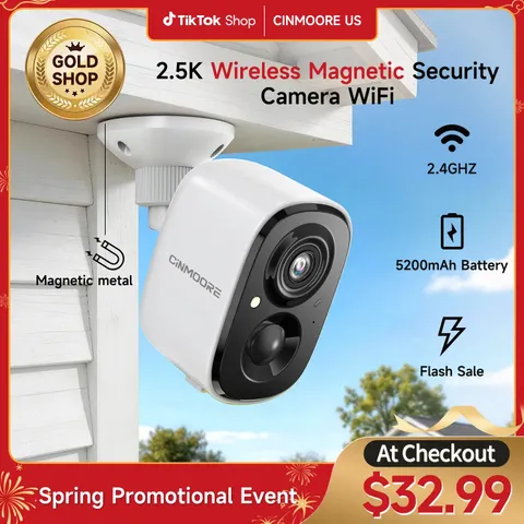 【2026 Big SALES】CINMOORE Outdoor/Indoor Magnetic Wireless Camera 2.5K Free Insta