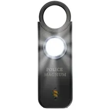 Police Magnum Personal safety alarm Keychain-135dB Rechargeable LED Siren- Black