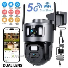 Dual Lens 8MP WiFi Security Camera Outdoor Night Vision CCTV PTZ Home Security