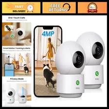 4MP Indoor Security Camera for Baby & Pet Monitoring, 5/2.4 GHz WiFi, Night Visi
