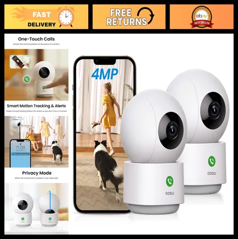 4MP Indoor Security Camera for Baby & Pet Monitoring, 5/2.4 GHz WiFi, Night Visi