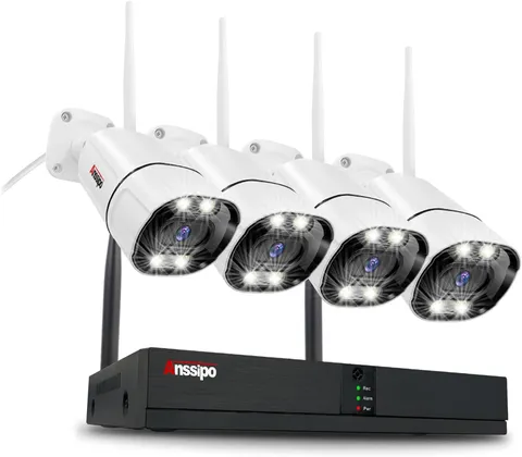 4K Wifi Security Camera System, 4X 3MP Plug-In Home Security Cameras 24/7 Record