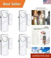 Battery-Powered Wireless Window Alarm 4-Pack - Easy Installation & Portable