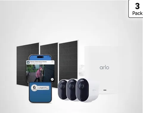 Arlo Ultra Security Camera Bundle 4K HDR (3rd Gen, 2025) 3 Cam 3 Solar Hub Plus