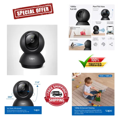 Advanced 1080P Indoor Security Camera with 2-Way Audio and Night Vision, Black