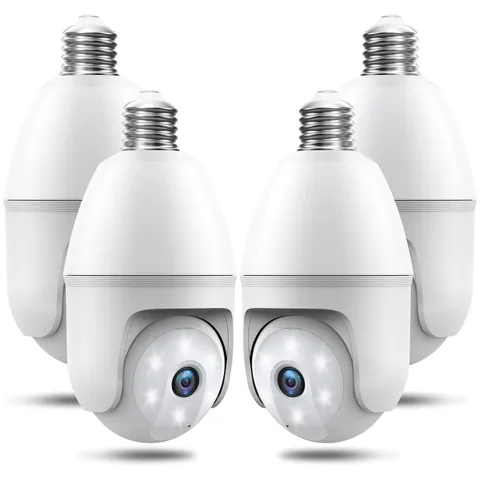 Wireless Light Bulb Security Cameras 4MP 360° PTZ, Color Night Vision, 2-Way Tal