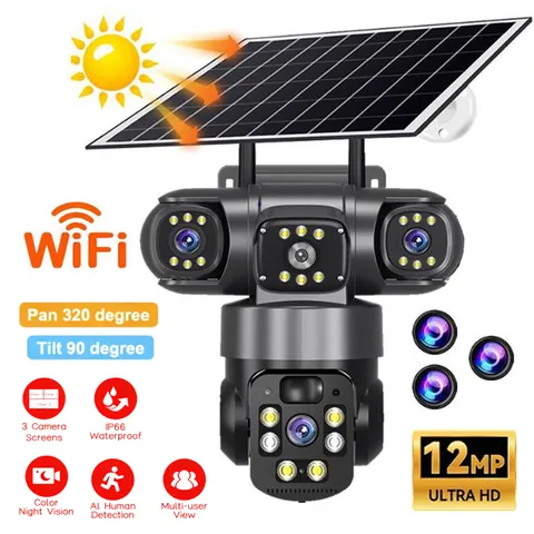 Solar Battery Powered Wireless WiFi Home Security Camera System Outdoor Pan/Tilt