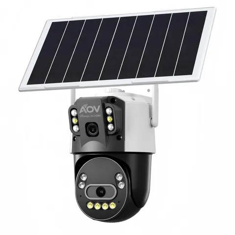 4G LTE Solar Security Camera, Dual Lens 6MP PTZ Outdoor Camera with 8W Solar ...