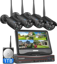 Home Security Camera System, 24/7 Recording Wired Plug-In Powered 4Pcs 5MP Outdo