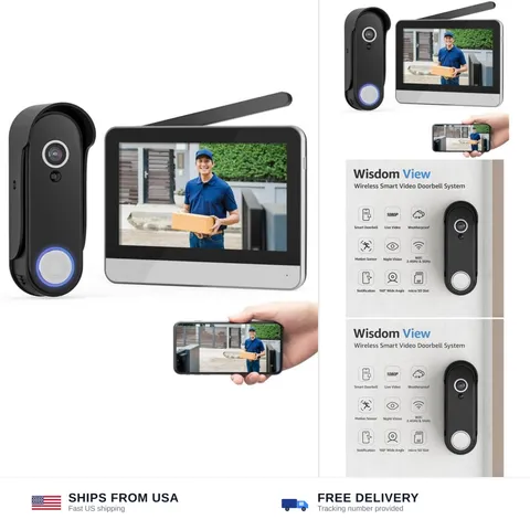 Wireless Smart Video Doorbell System,7" Touchscreen Display,1080P Video Doorb...