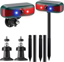 2 Pcs Solar Outdoor Alarm Motion Sensor 129Db Security Siren Ultrasonic Detector