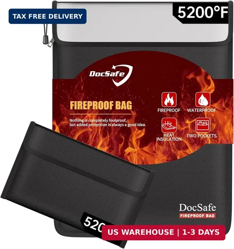 Fireproof Document Bag (5200℉) with Fireproof Organizer Travel Case,Heat Insulat