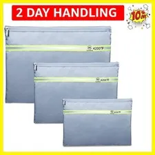 Fireproof Document Bag – 3 Pack 15" x 11", 13" x 9.7", 10.5" x 8" Fireproof &...