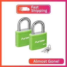 Puroma 2 Keyed Padlock with 3 Keys 7/8" School Locker Lock Gate 40mm Green