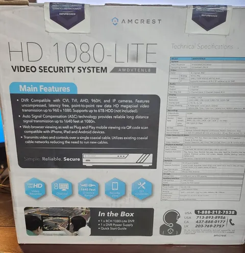 Amcrest NV4108-A2 1080P HD 8CH NVR Home Security System No HDD 1 Year Warranty