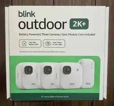 NEW 3 PACK Blink Outdoor 2K+ Wireless Security WHITE CAMERAS W/ SYNC CORE MODULE