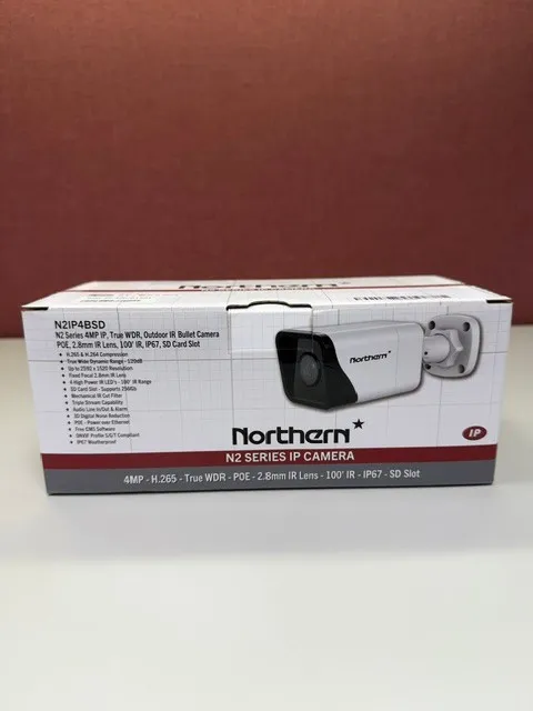 Northern 4MP, 2.8mm, 100’ IR, SD CARD SLOT Bullet Camera-#N2IP4BSD