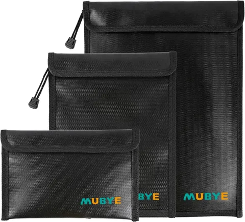 Upgraded Fireproof Waterproof Document Bag - 3 Pack Safe Money Bags With Zipper,