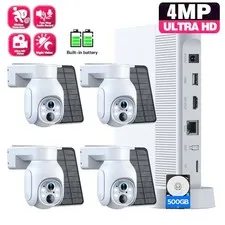 Wireless Security Camera System IP WIFI Cameras With Solar Powered Panel Outdoor