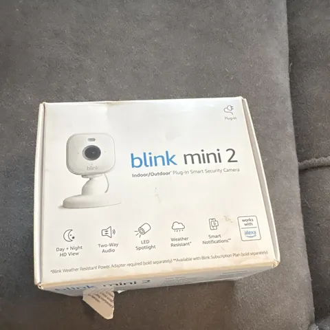 Blink Mini 2 Indoor/Outdoor Plug-In Wi-Fi IP HD Color Camera, Alexa, White